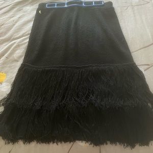 Scotch and Soda black knit knee-length skirt with fringe